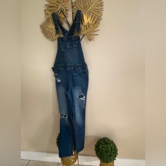 Blue Spice Pants - Blue Spice Denim Overalls with Brass Accents